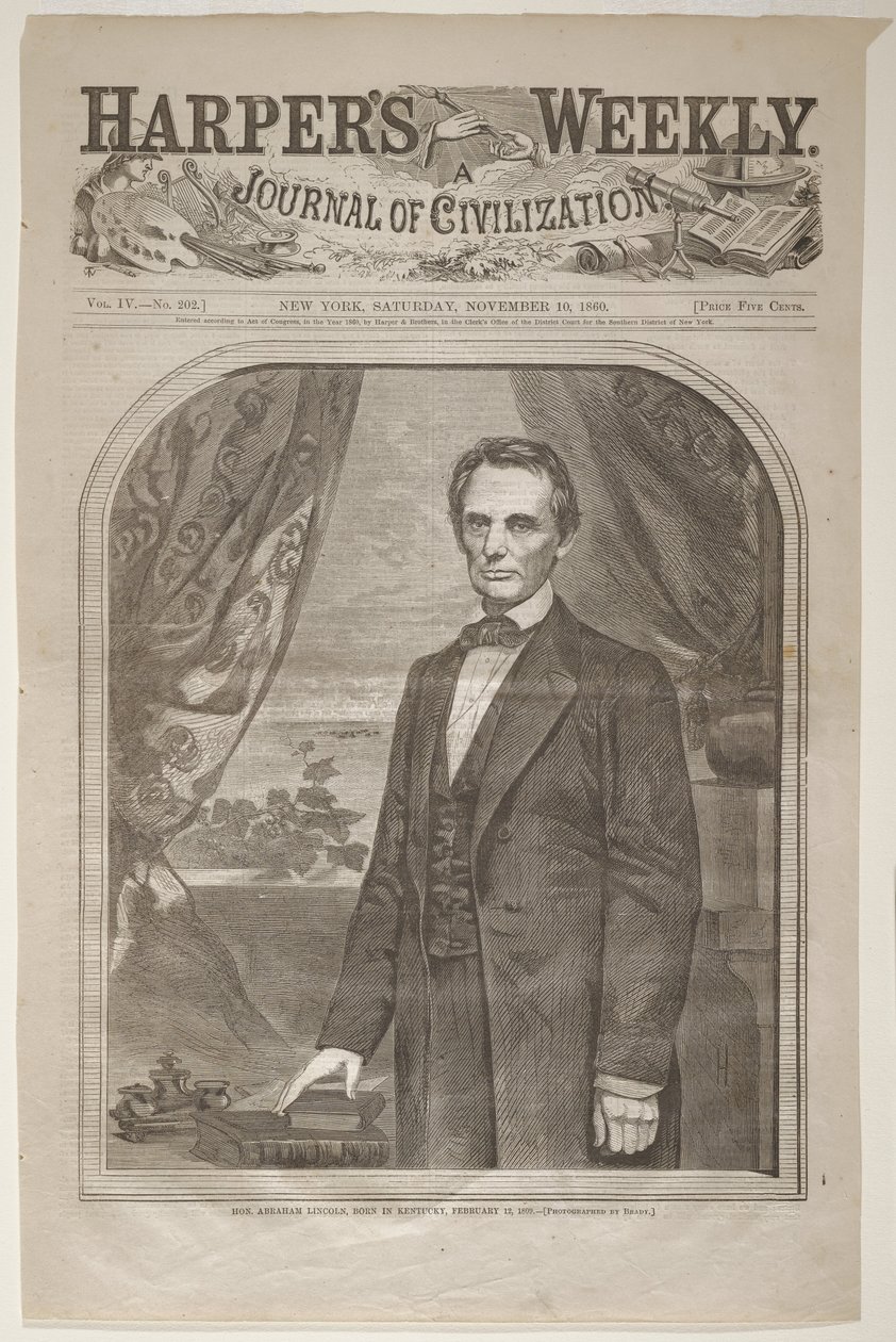 Hon. Abraham Lincoln, Born in Kentucky, February 12, 1809 by Winslow Homer