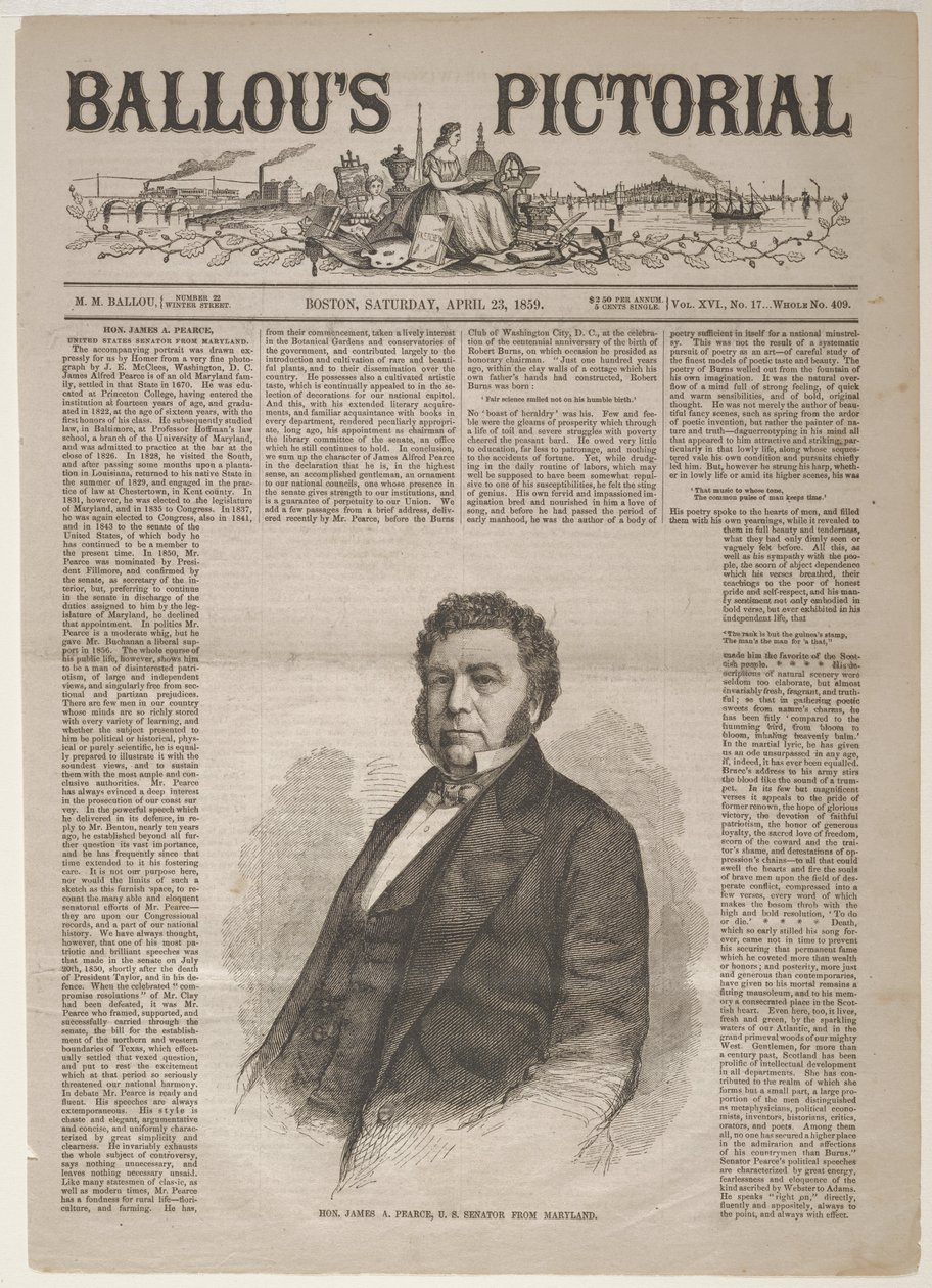 Hon. James A. Pearce, U.S. Senator from Maryland by Winslow Homer
