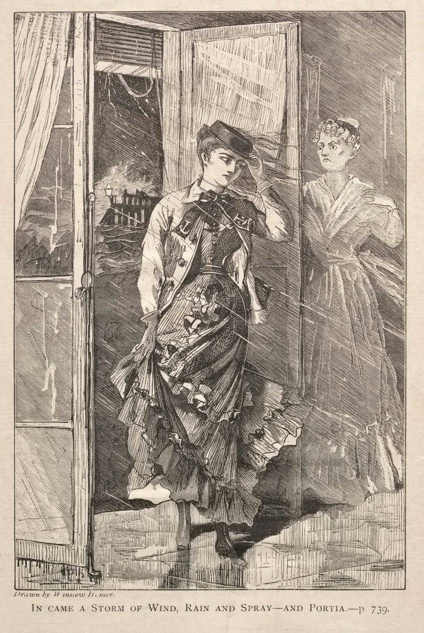 In Came a Storm of Wind, Rain and Spray - and Portia by Winslow Homer