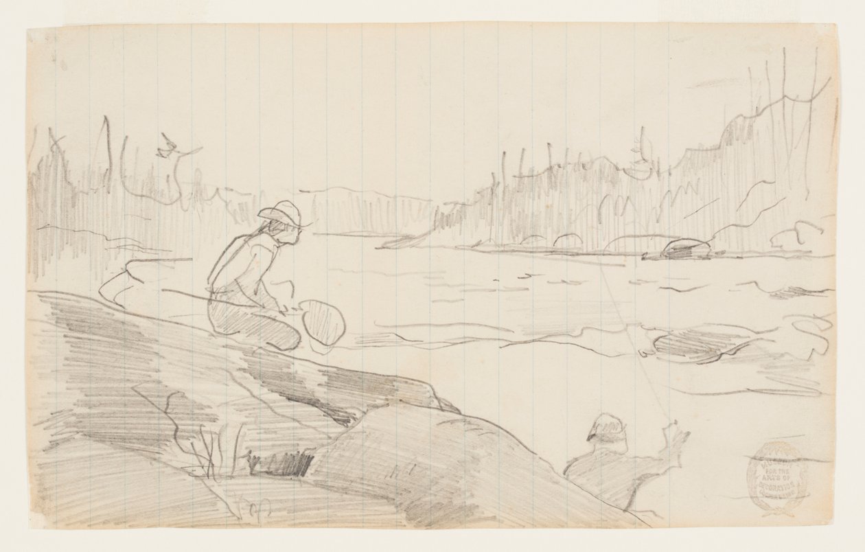 Men Fishing with a Rod and Net by Winslow Homer