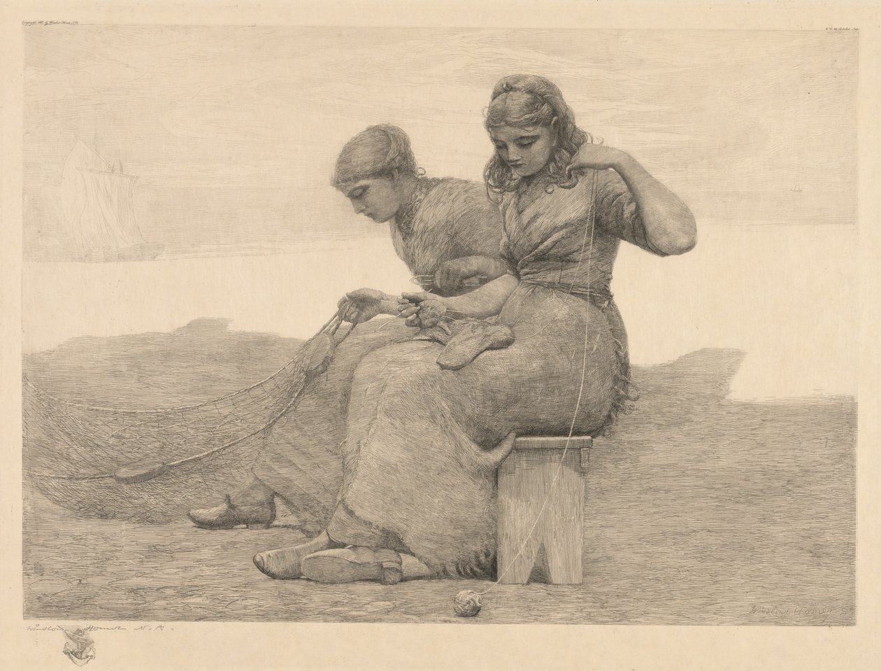 Mending the Tears, 1888 by Winslow Homer