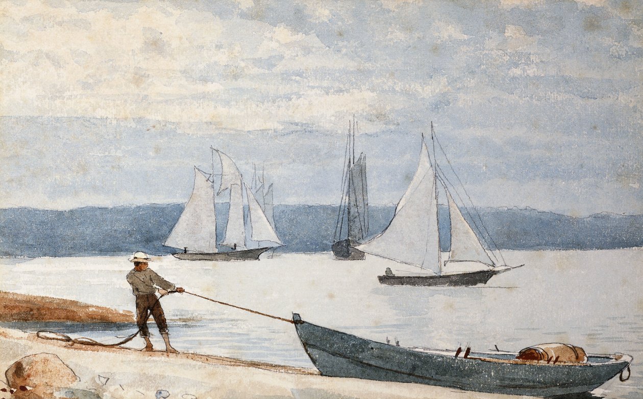 Pulling the Dory by Winslow Homer
