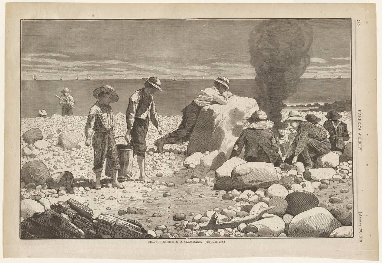 Sea-Side Sketches - A Clam Bake by Winslow Homer