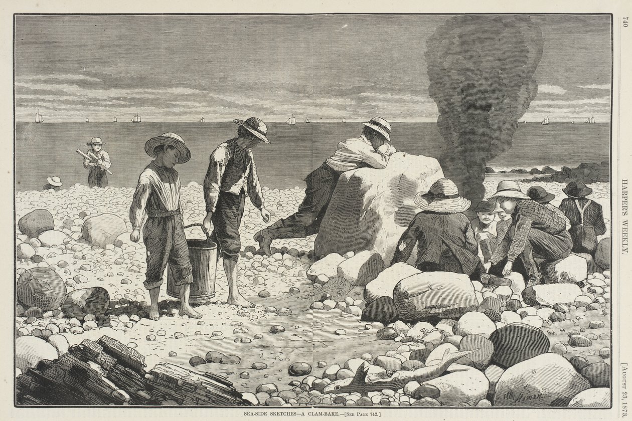 Seaside Sketches - A Clam-Bake by Winslow Homer