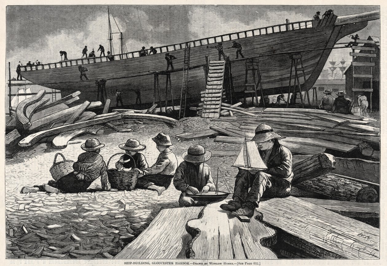 Ship-Building, Gloucester Harbor by Winslow Homer