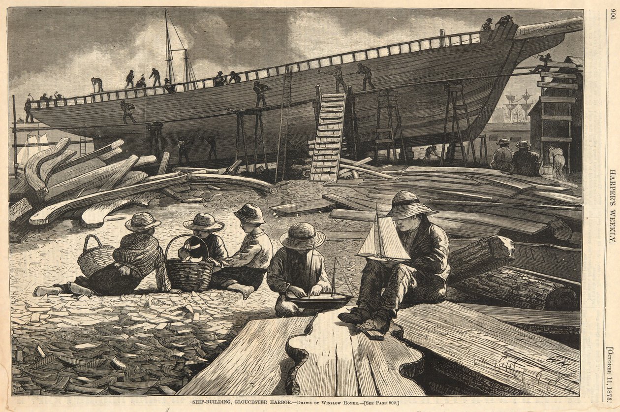 Ship-Building, Gloucester Harbor by Winslow Homer