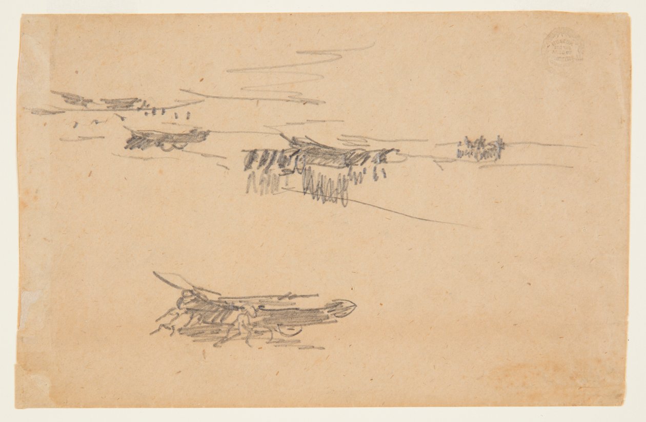 Sketches of Dories on Carriages by Winslow Homer