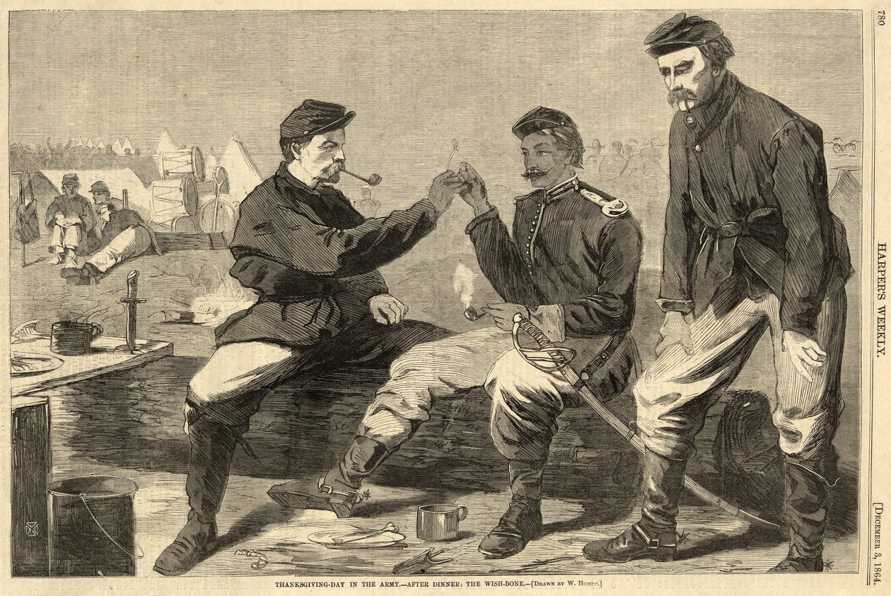 Thanksgiving-Day in the Army - After dinner: The WishBone by Winslow Homer
