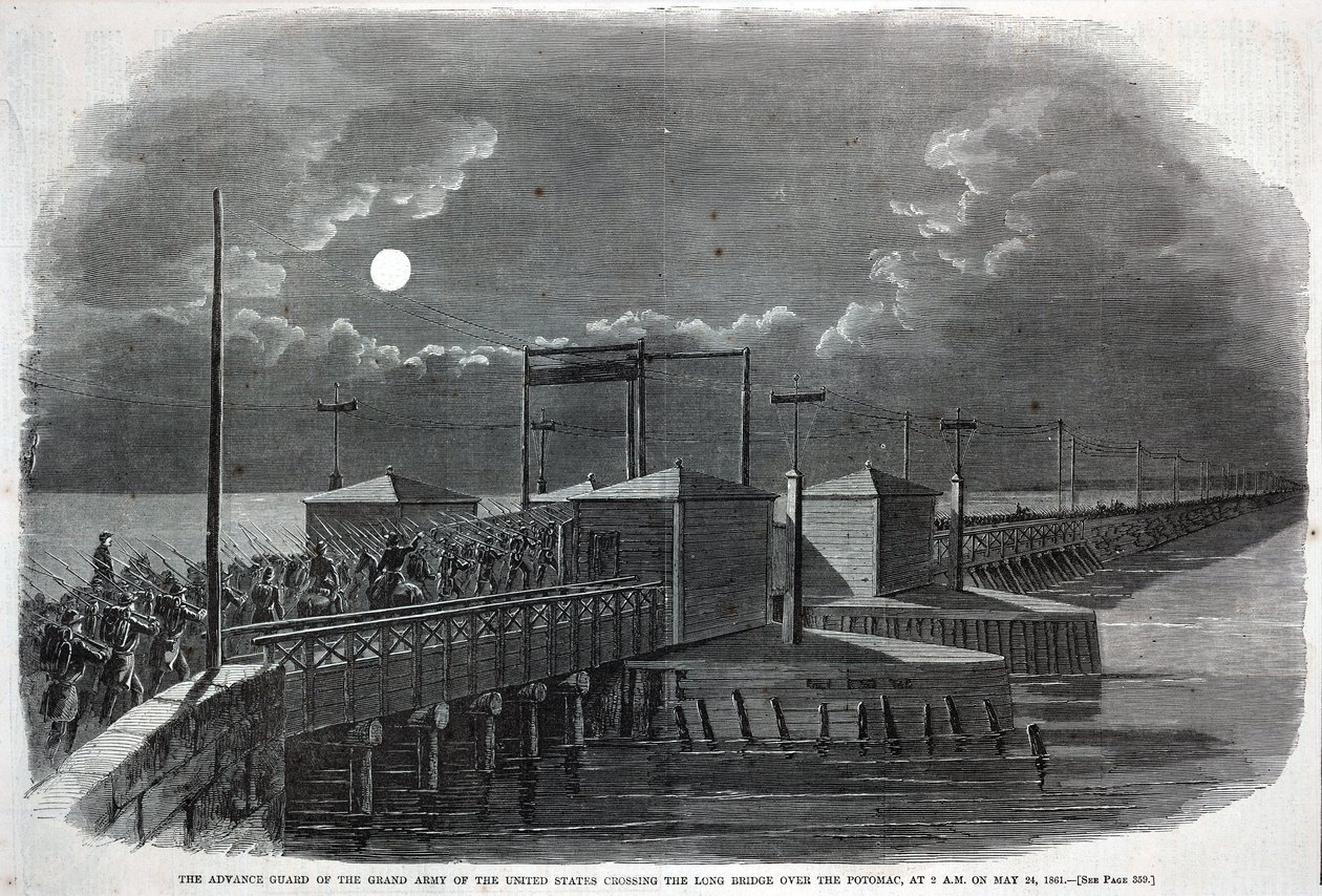 The Advance Guard of the Grand Army of the United States Crossing the Long Bridge over the Potomac at 2 a.m. on May 24, 1861, from Harper