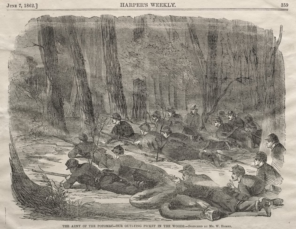 The Army of the Potomac - Our Outlying Picket in the Woods by Winslow Homer