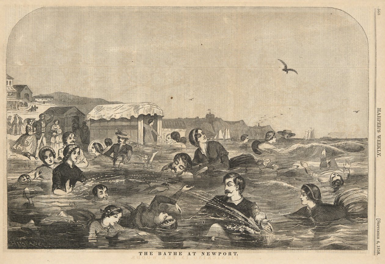 The Bath at Newport, from Harper by Winslow Homer