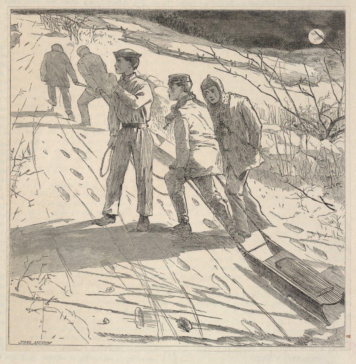 The Midnight Coast, from The Riverside Magazine for Young People, January 1867 by Winslow Homer