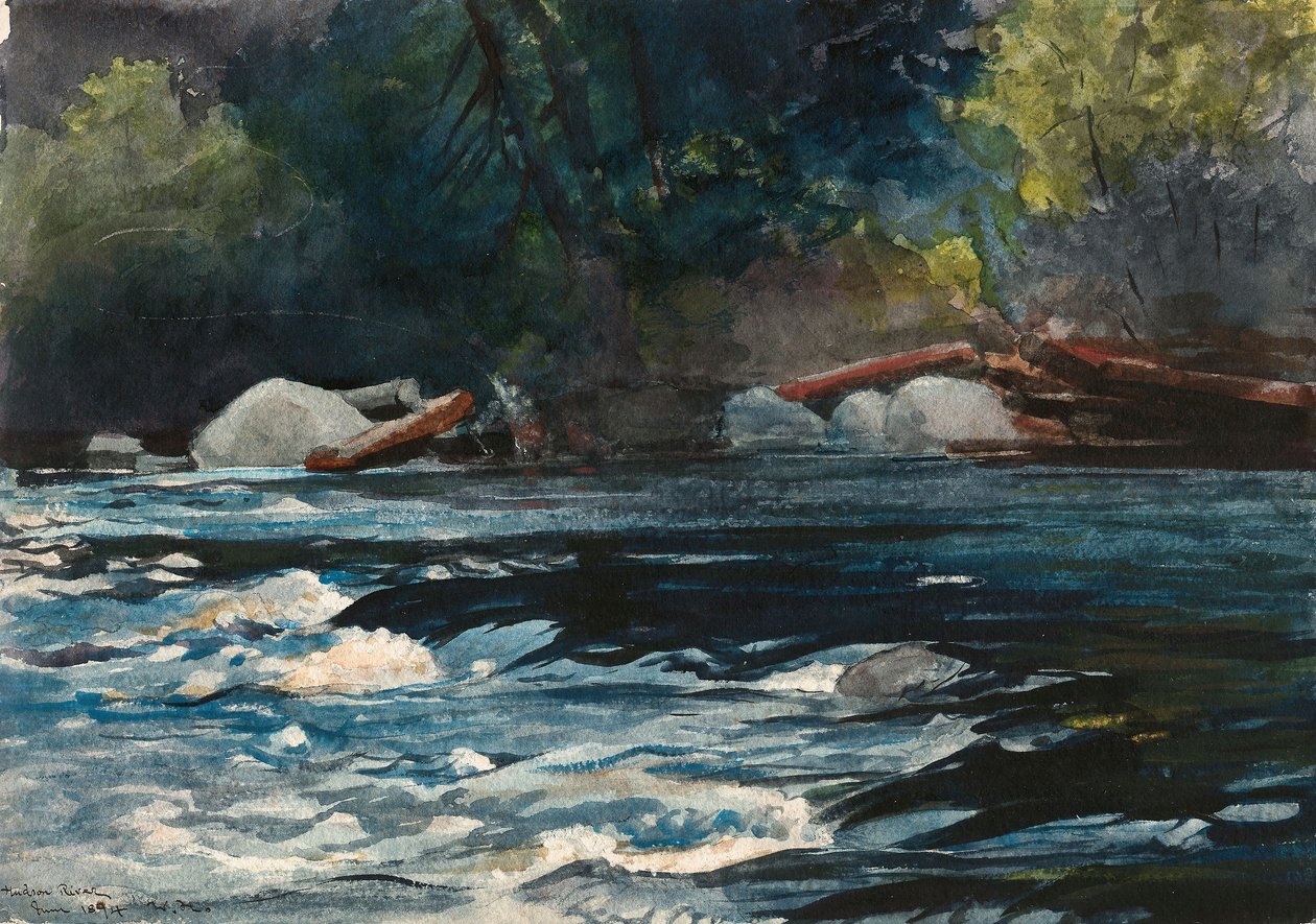 The Rapids, Hudson River, Adirondacks by Winslow Homer