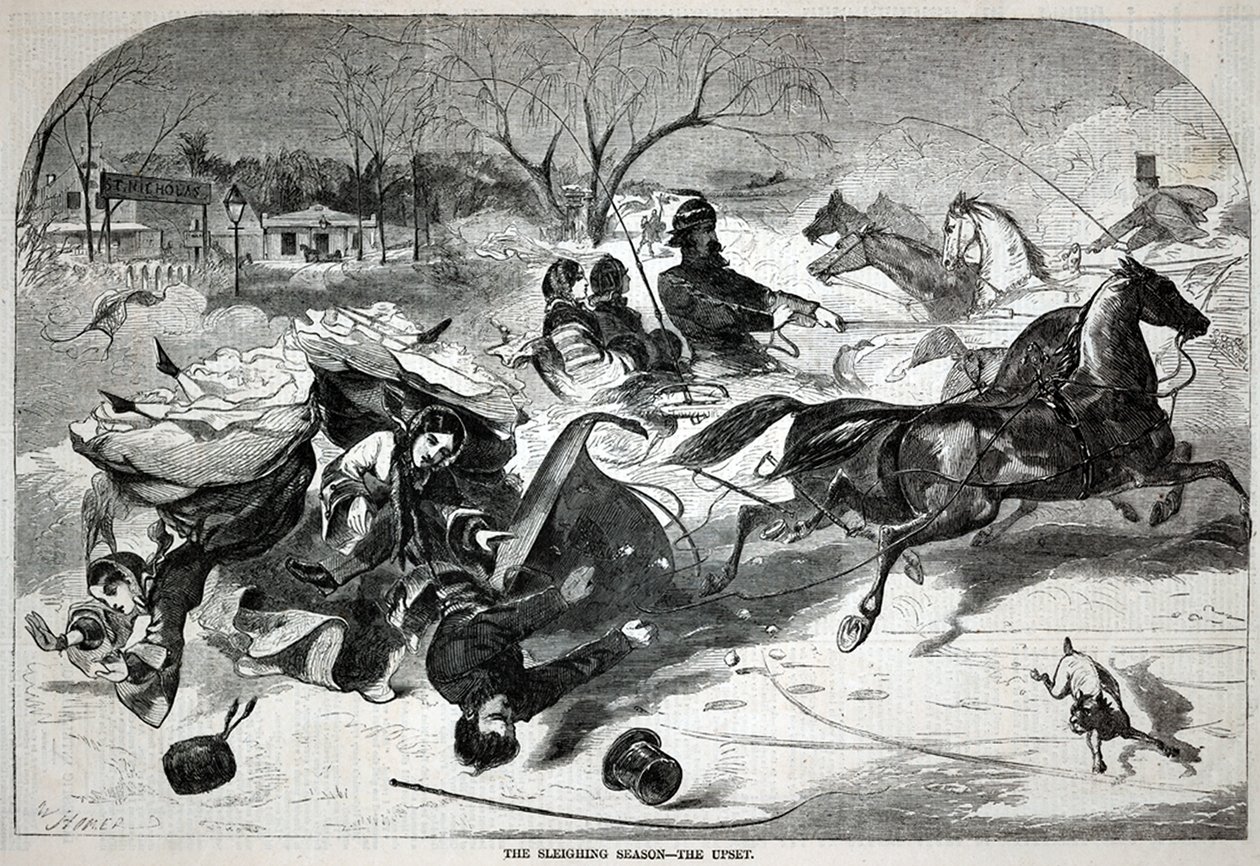 The Sleighing Season - The Upset by Winslow Homer