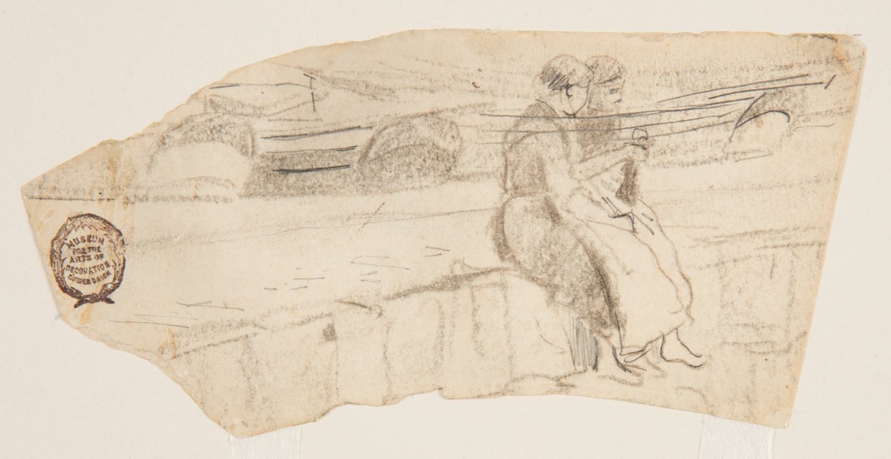 Two Women Seated on a Sea Wall, Cullercoats, England by Winslow Homer