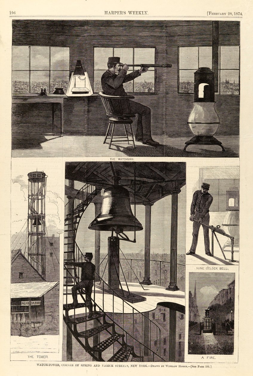 Watch-Tower, Corner of Spring and Varick Streets, New York by Winslow Homer