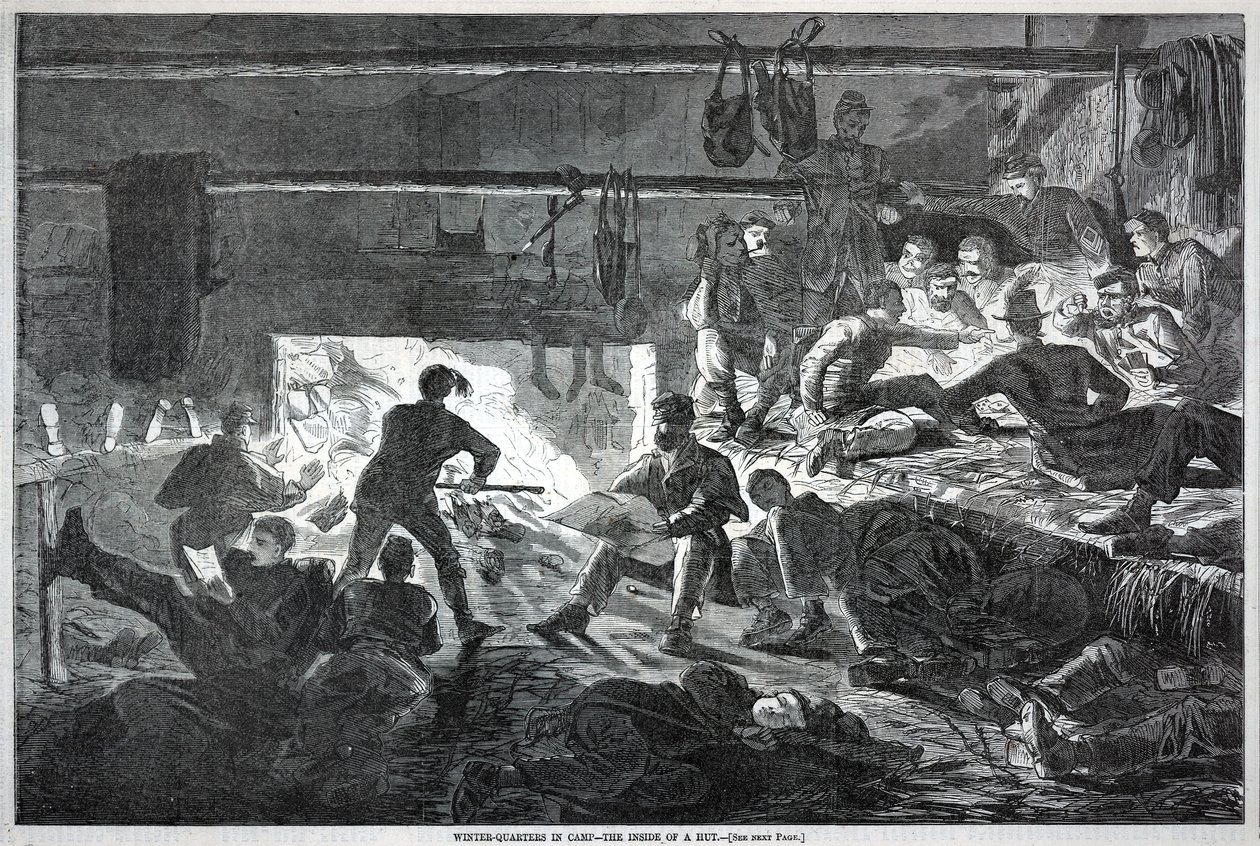 Winter-quarters in Camp--The Inside of a Hut by Winslow Homer
