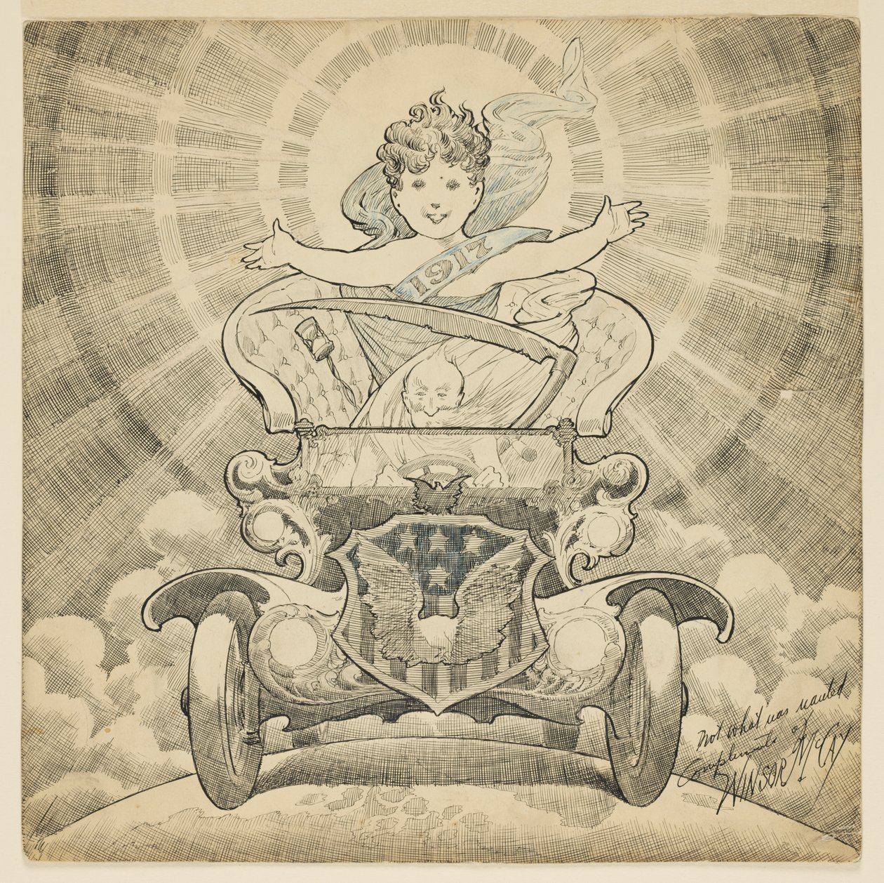 Study for cartoon "Welcome in the Year 1917" by Winsor McCay