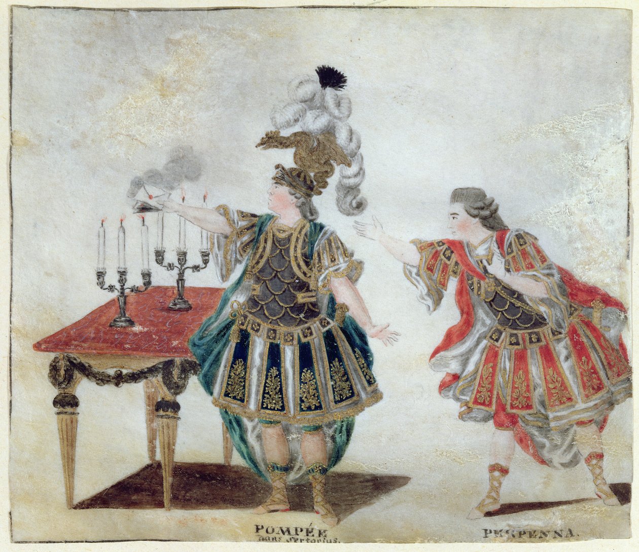Pompey and Perpenna in the tragedy Sertorius by Corneille, c.1780 by Wirscher