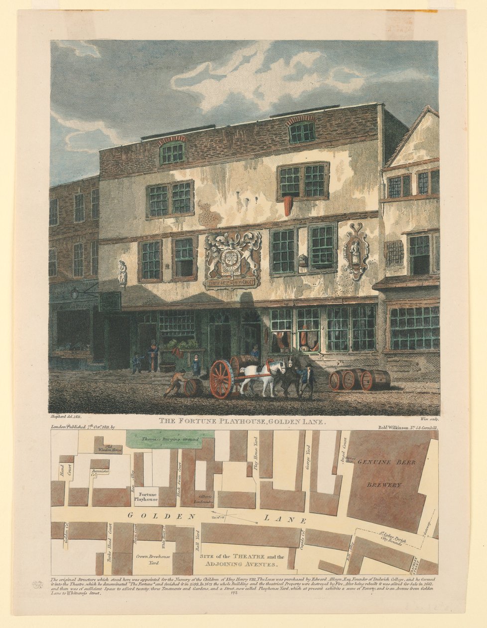 The Fortune Playhouse, Golden Line with Plan of Golden Lane Below by Wise