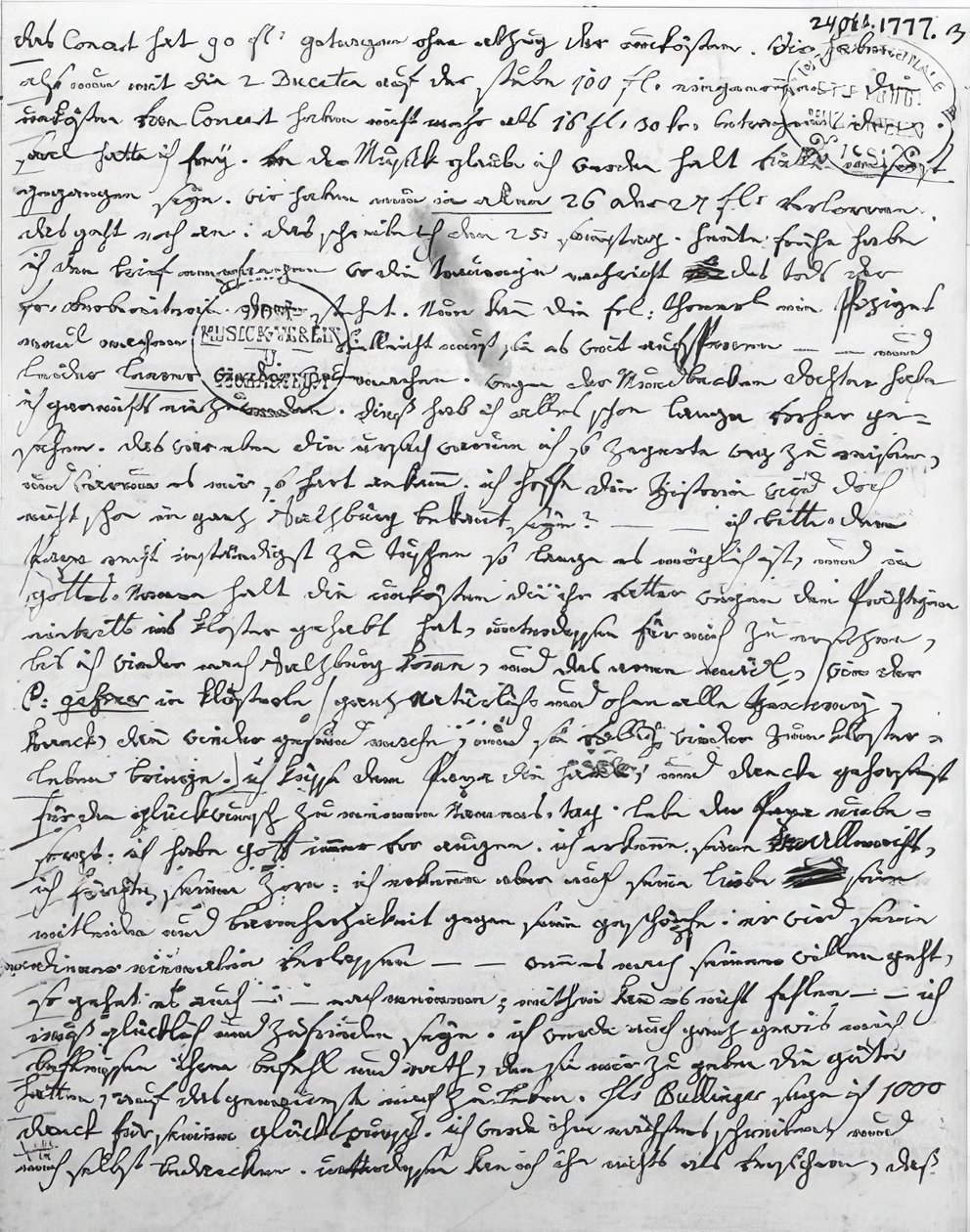 Letter from W. A. Mozart. October 24, 1777 by Wolfgang Amadeus Mozart