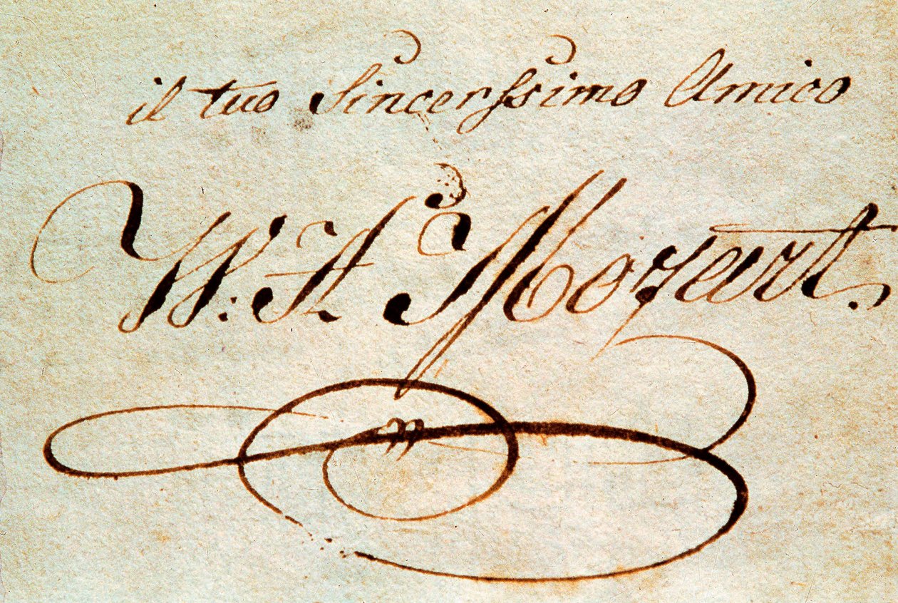 Signature of Austrian composer Wolfgang Amadeus Mozart by Wolfgang Amadeus Mozart
