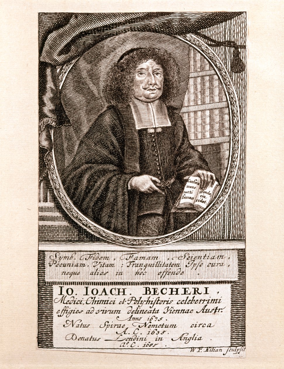 Portrait of Johann Joachim Becher by Wolfgang Philipp Kilian
