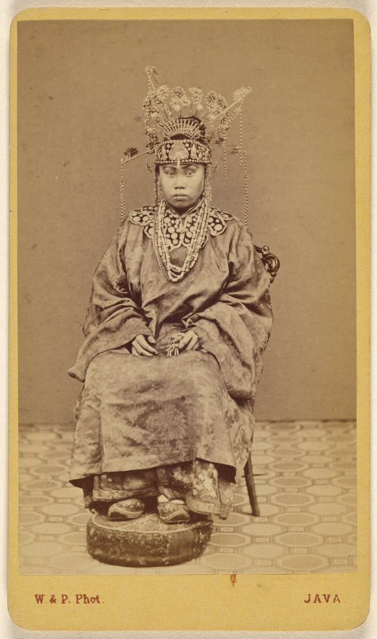 Javanese Woman Wearing an Ornate Headdress, Seated by Woodbury and Page