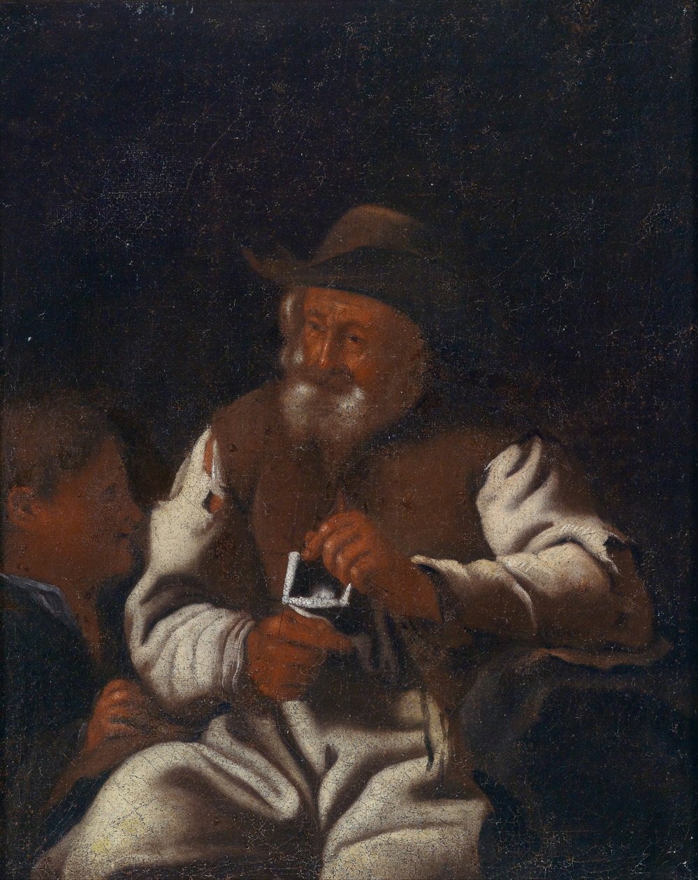 An Old Man Knitting by Workshop of Michiel Sweerts