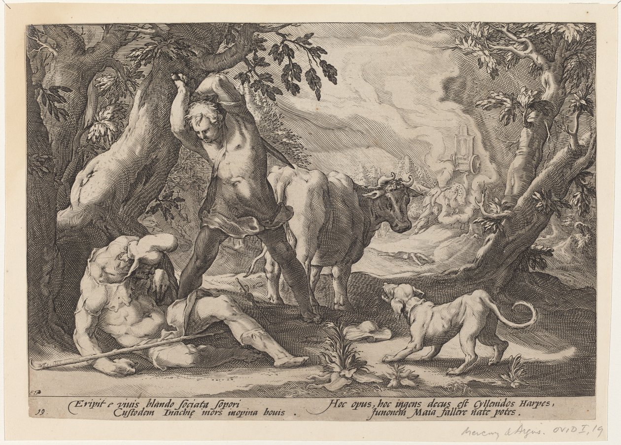 Landscape with Mercury Raising His Sword to Kill a Sleeping Argus by Workshop of Hendrick Goltzius, after Hendrick Goltzius