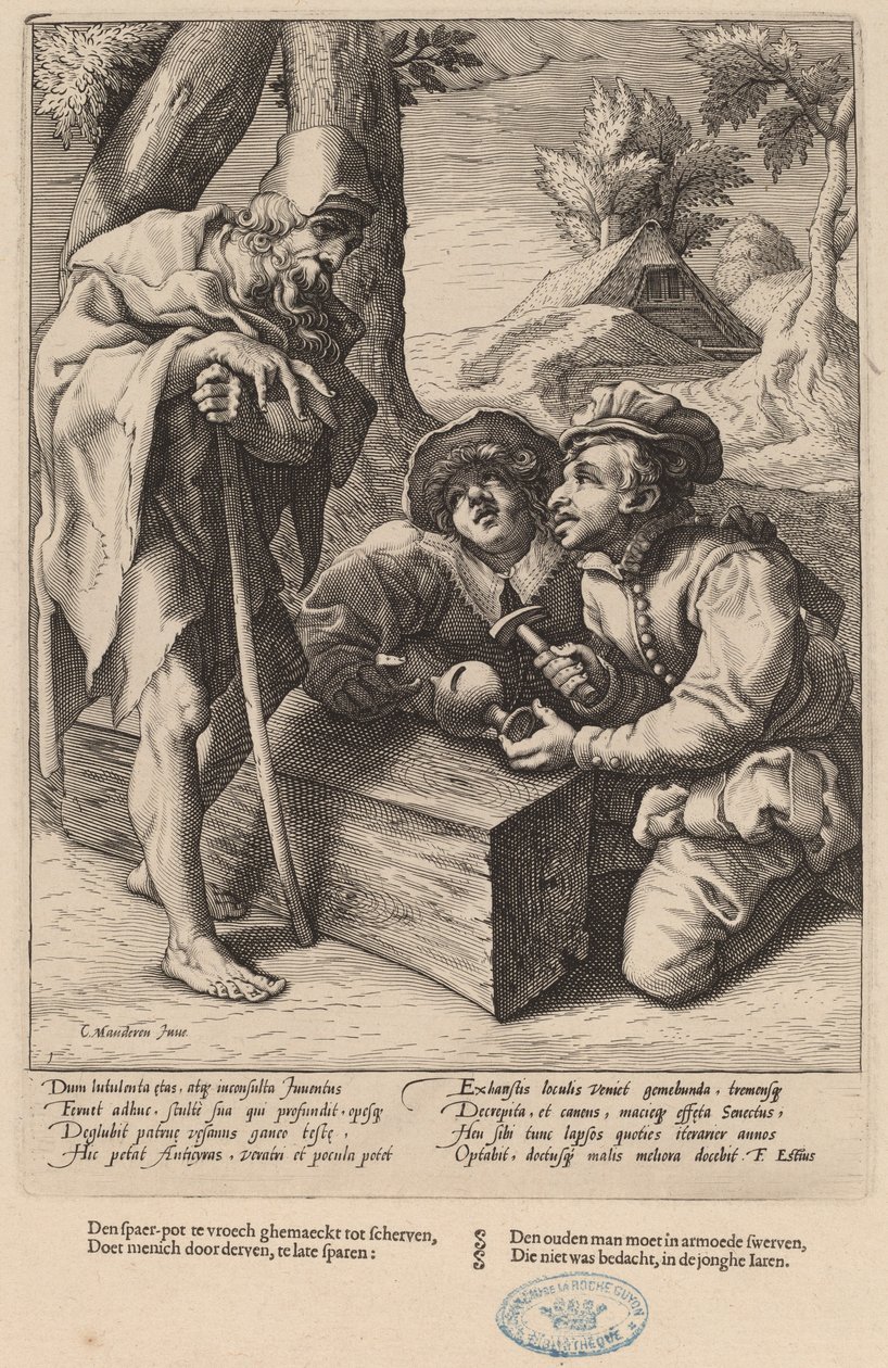 Do Not Spend Your Savings Too Soon by Workshop of Hendrick Goltzius, after Karel van Mander I