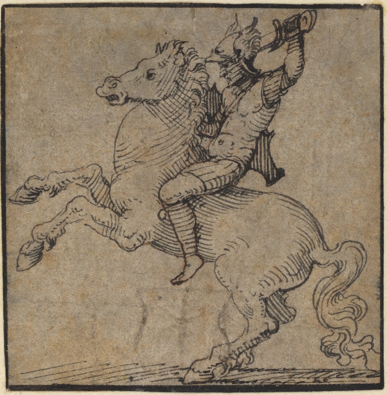Warrior in Renaissance Armor on a Rearing Horse by Workshop of Peter Vischer the Younger