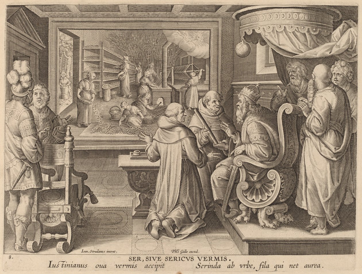 Silk, or the Silkworm by Workshop of Philip Galle after Jan van der Straet