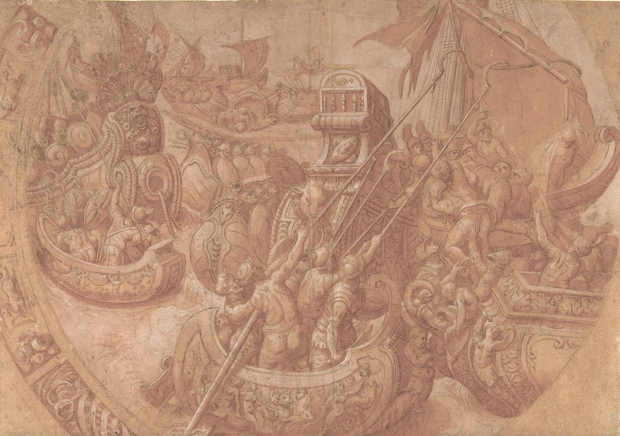 The Sea Battle in the Gulf of Morbihan by Workshop of Taddeo Zuccaro.