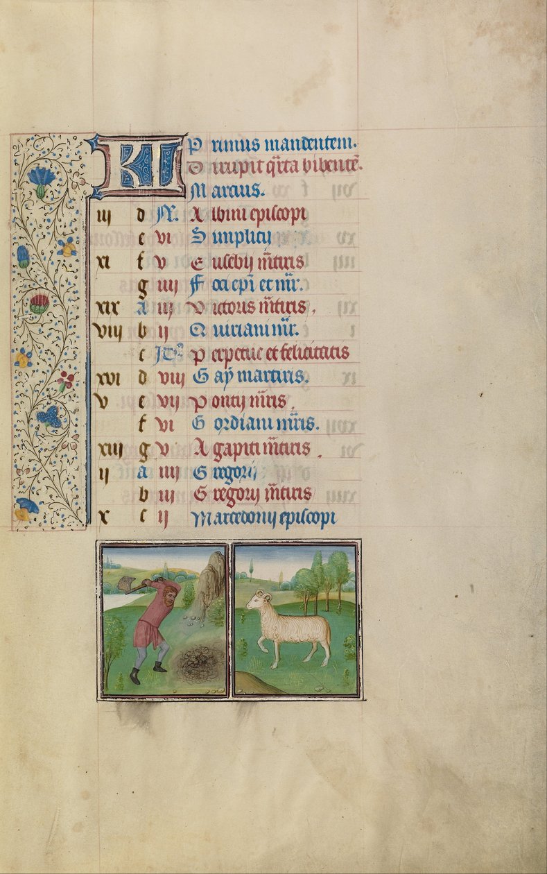 A Man Working in a Field; Zodiacal Sign of Aries by Workshop of Willem Vrelant