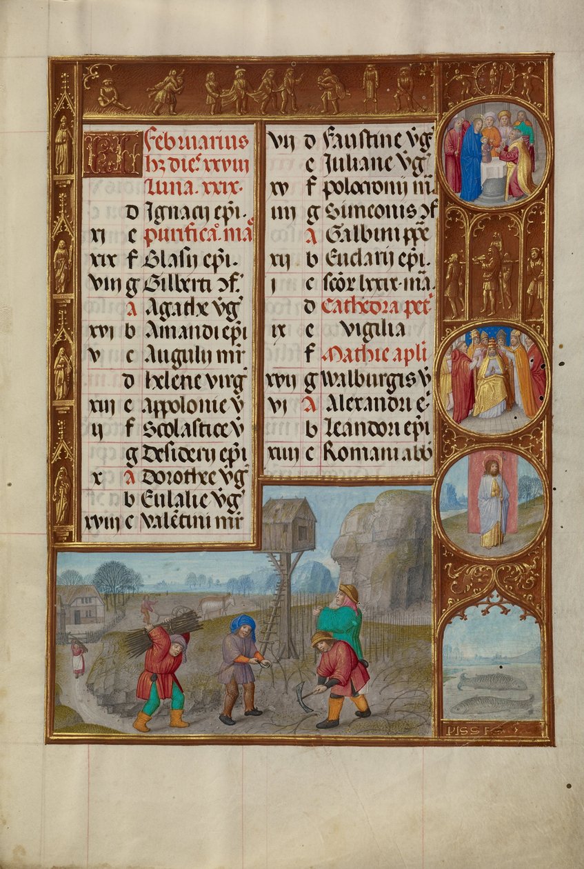 Working in a Vineyard; Zodiacal Sign of Pisces by Workshop of the Master of James IV of Scotland