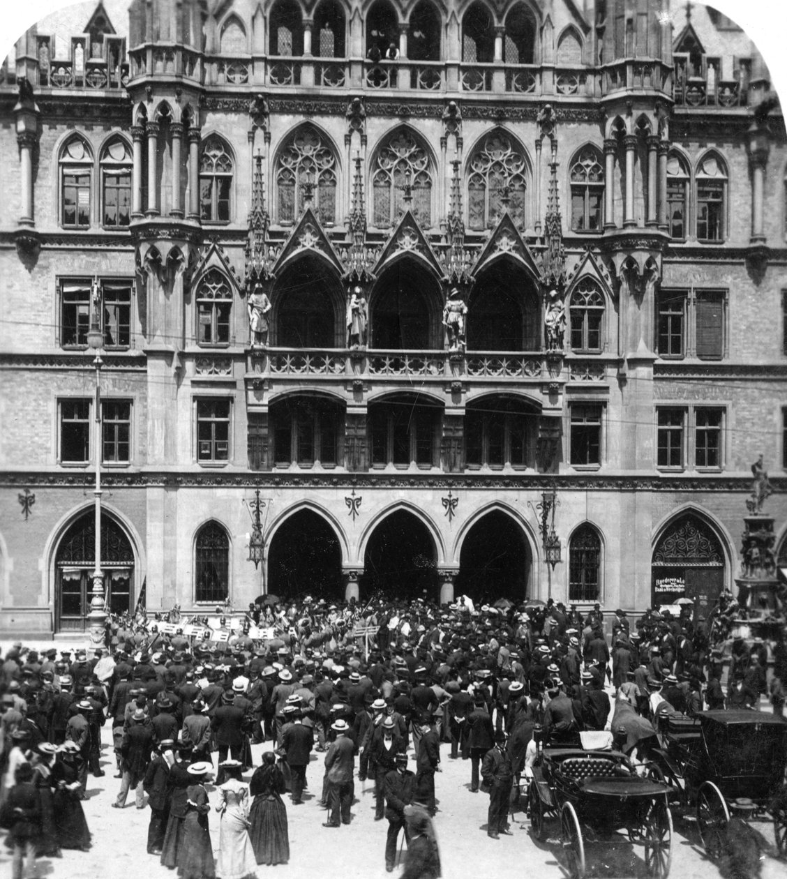 An Outdoor Concert at the Town Hall, Munich, Germany by Wurthle and Sons