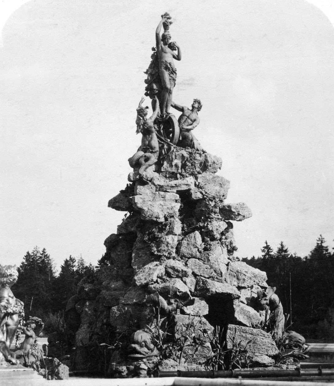 The fountain at Herrenchiemsee Palace, Bavaria, Germany by Wurthle and Sons