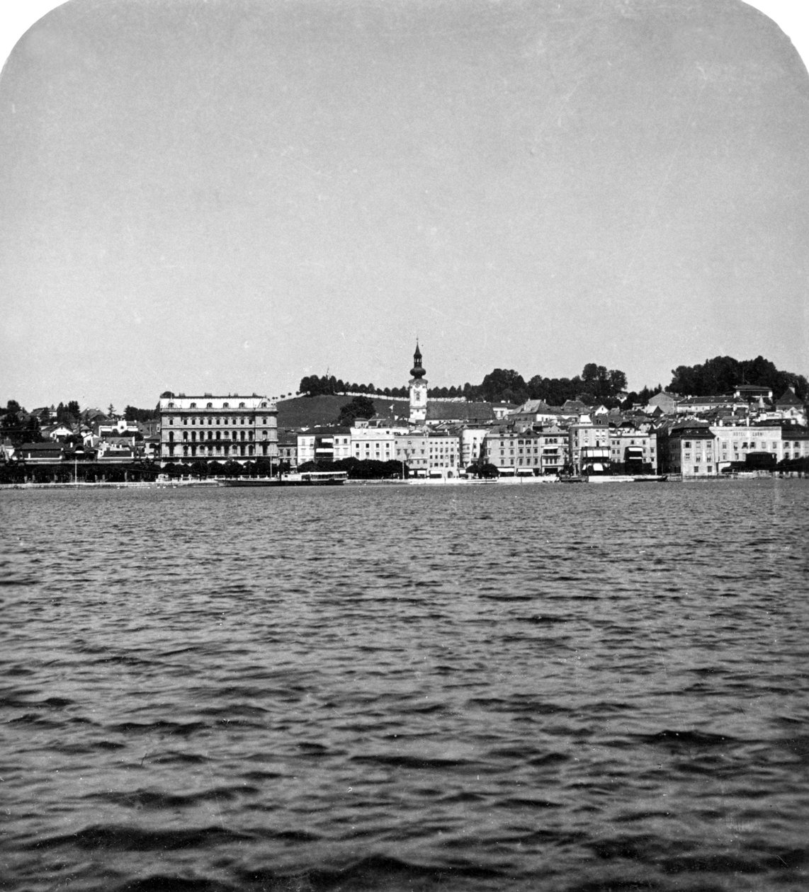 The lakefront at Gmunden, Salzkammergut, Austria, c1900s by Wurthle and Sons