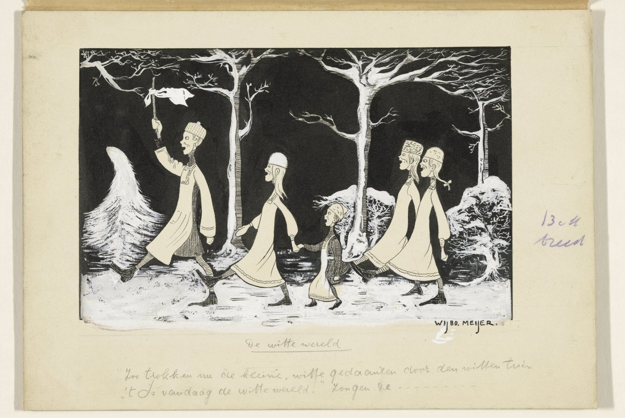 Henk, Anne, Hans, Noor and Elly Marching Through the Snow by Wybo Meijer (signed by artist)