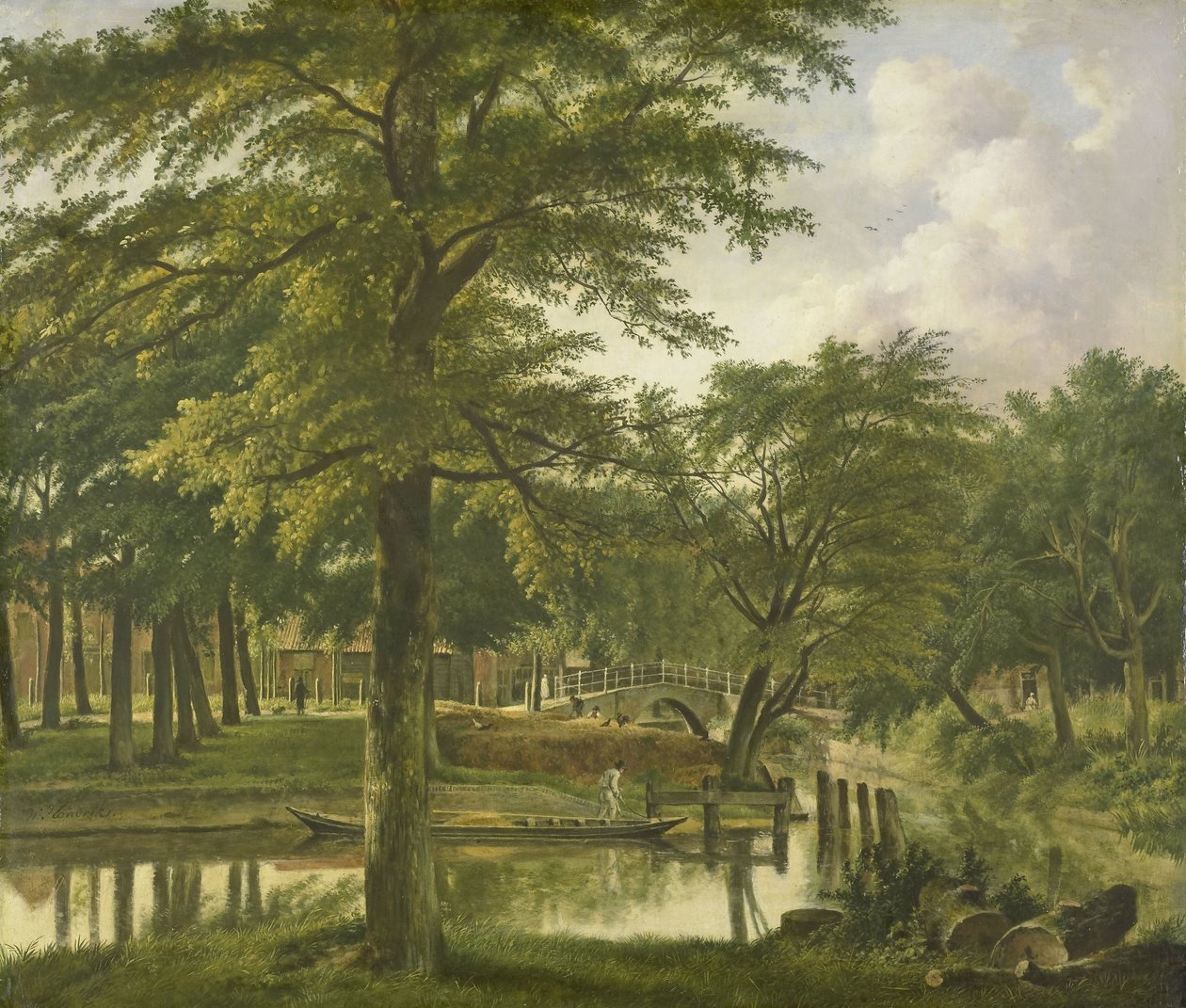 View of the Nieuwe Gracht near the Bolwerk, Haarlem by Wybrand Hendriks (signed by artist)