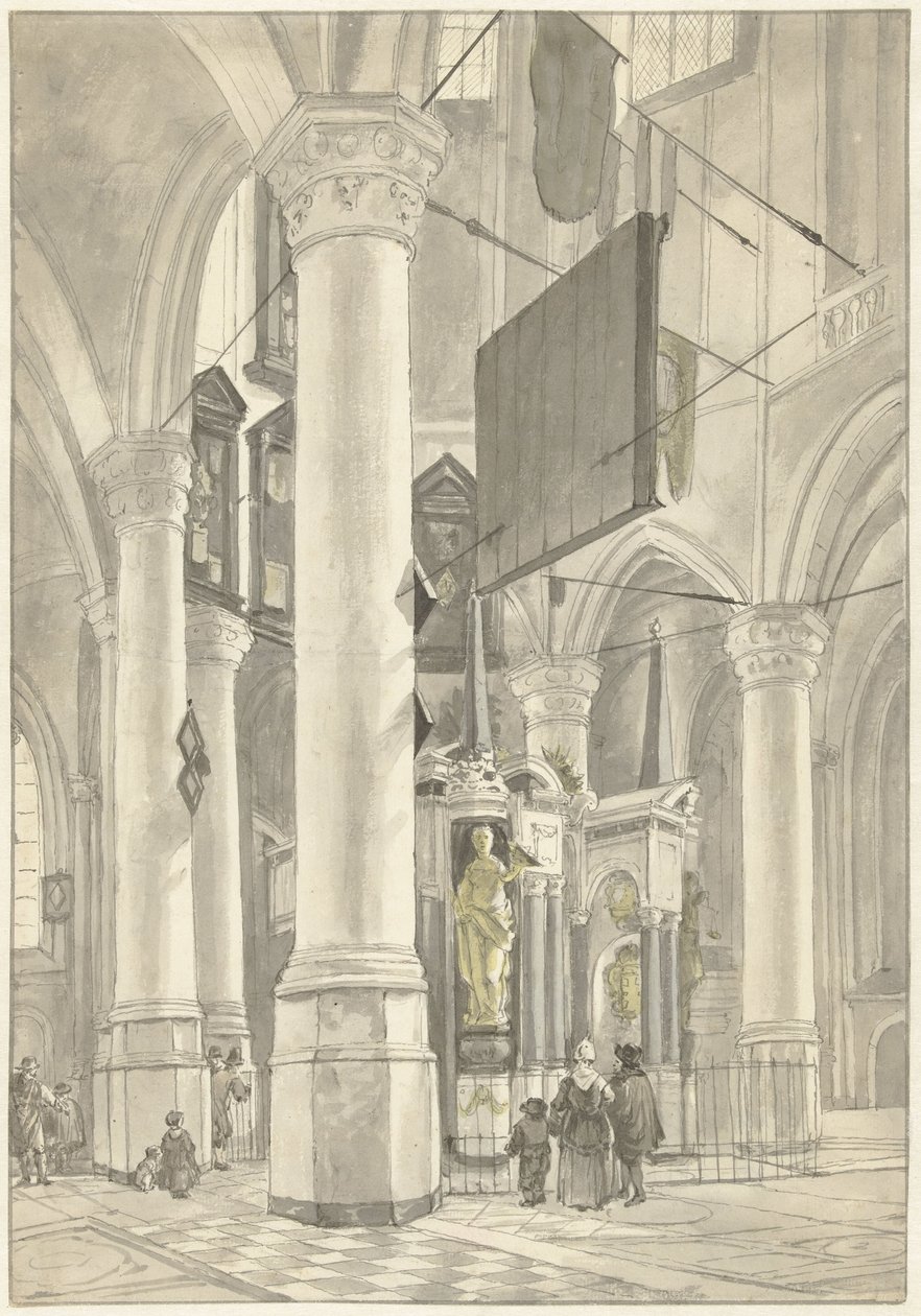 View in the Nieuwe Kerk in Delft, with the Tomb Monument of William of Orange by Wybrand Hendriks