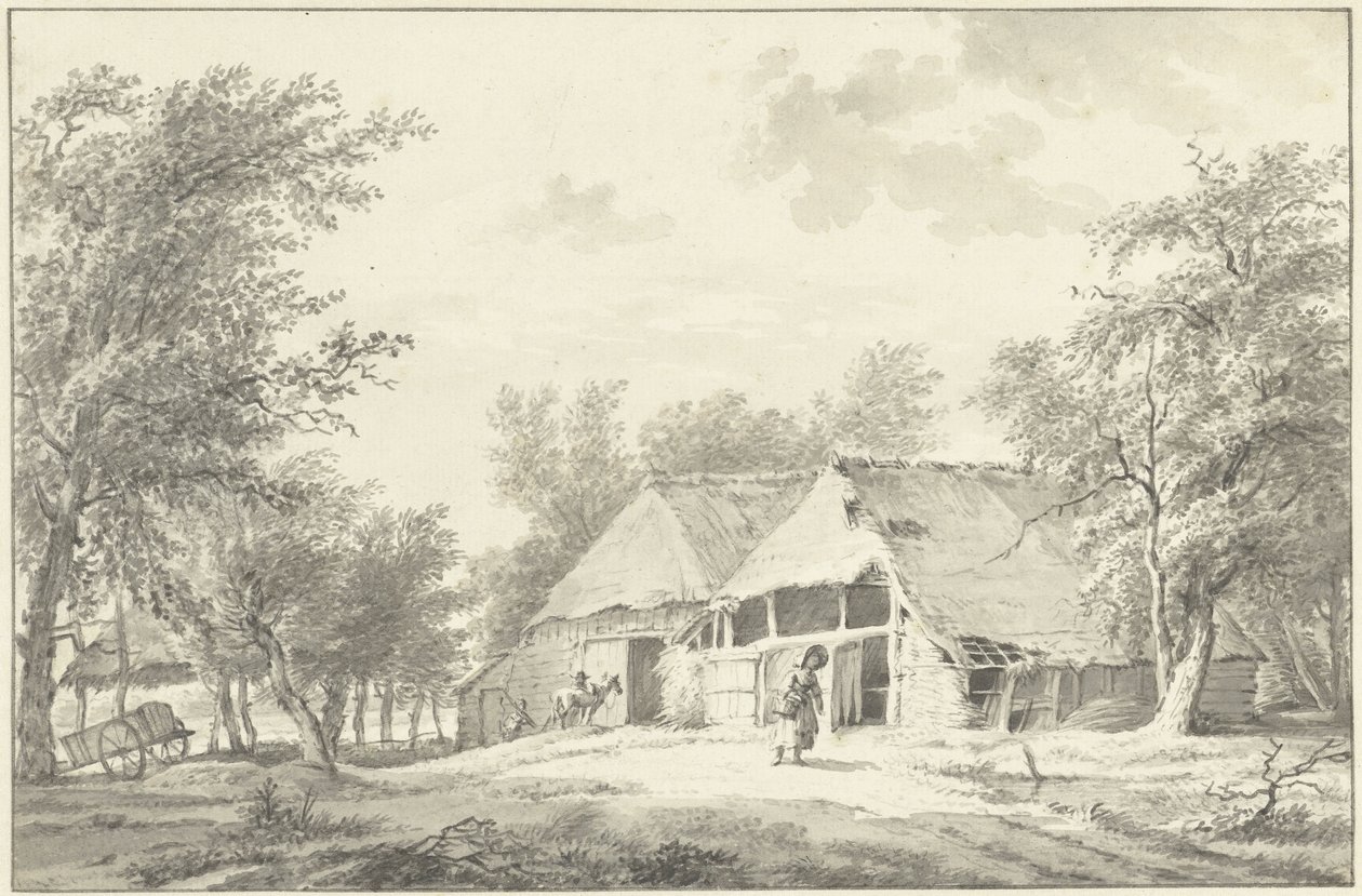 Landscape with Farm and Woman with Basket by Wybrand Hendriks