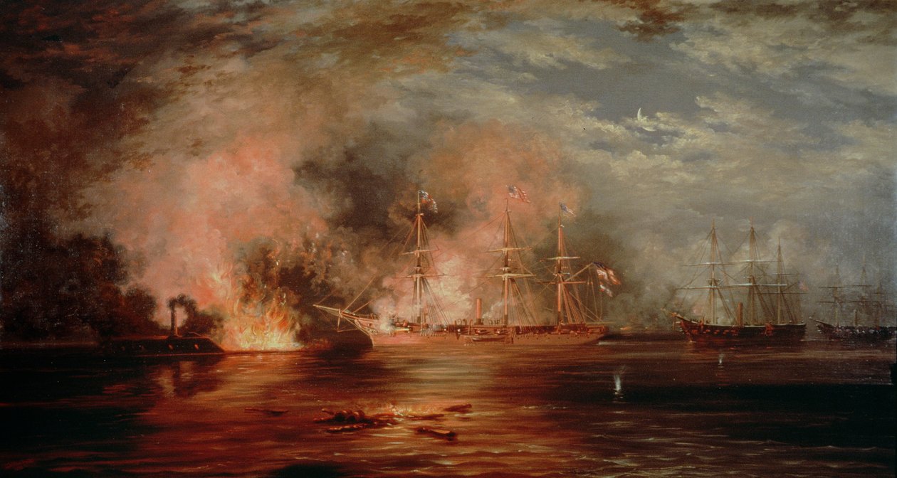 Farragut Passing the Forts below New Orleans, 1862 by Xanthus Russell Smith