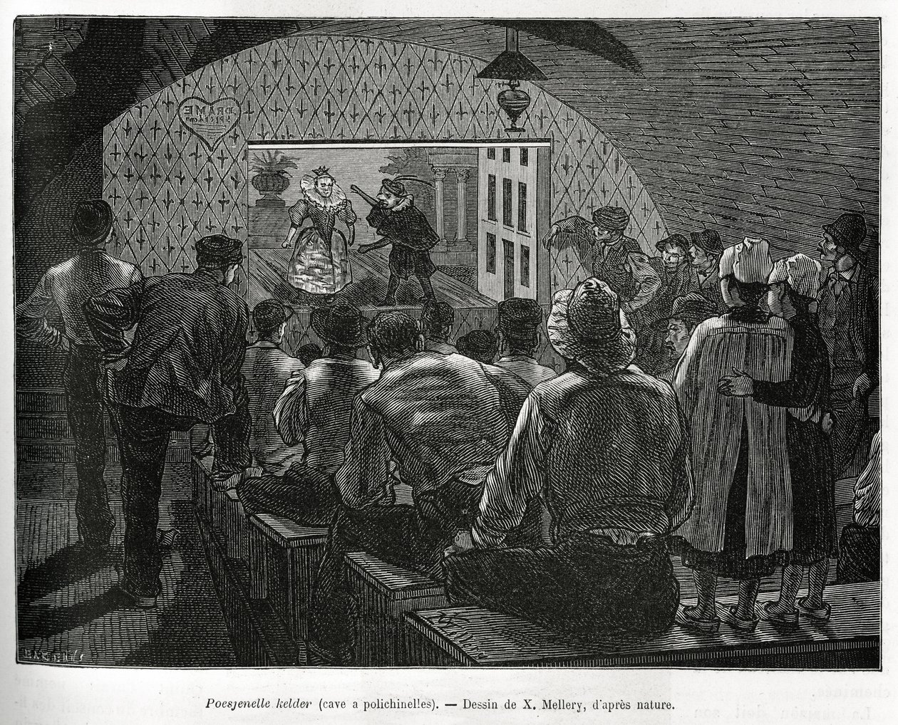 Cellar for Puppet Shows (engraving by X. Mellery, to illustrate the story of Belgium by Camille Lemonnier) by Xavier Mellery