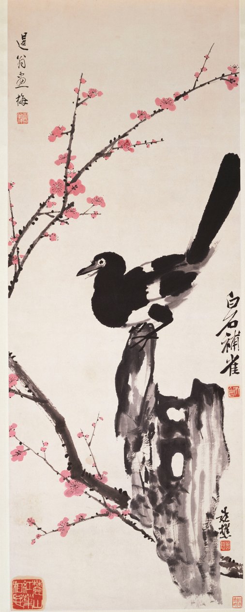 Plum Blossoms and Magpie by Xiao Sun (1883 1944) Zhou Shaoxiang (1880 1954) Qi Baishi