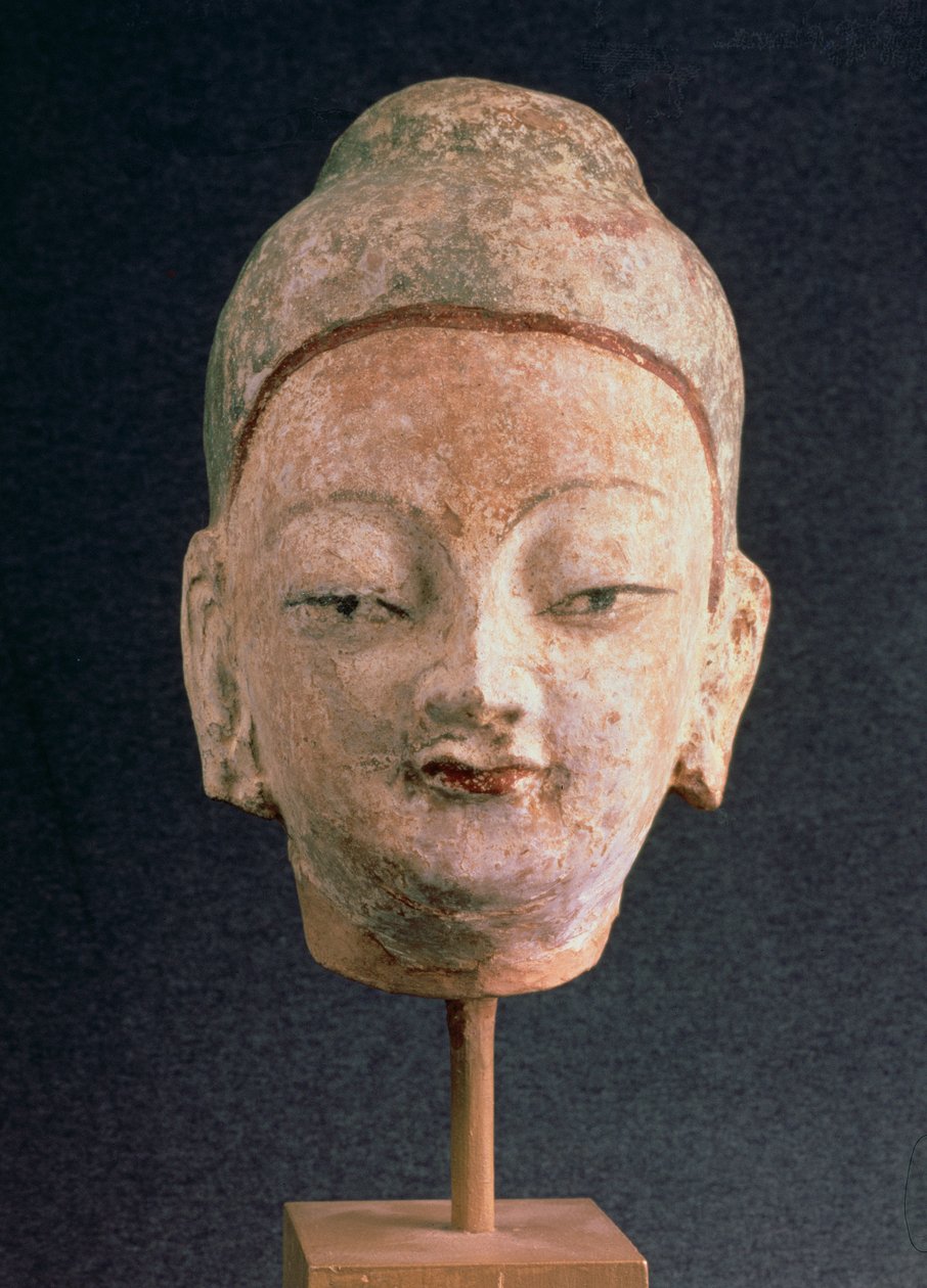 Head of a statue of Buddha, from Bezeklik, 9th-10th century by Xingjiang