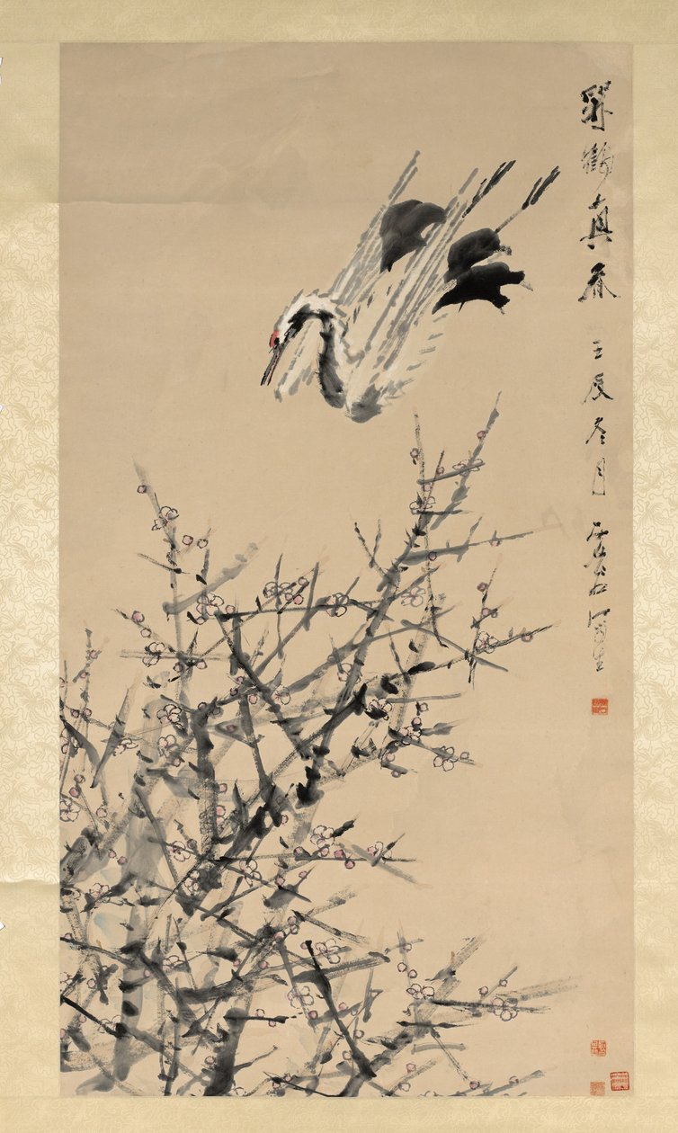Plum Blossoms, Crane, and Spring by Xugu
