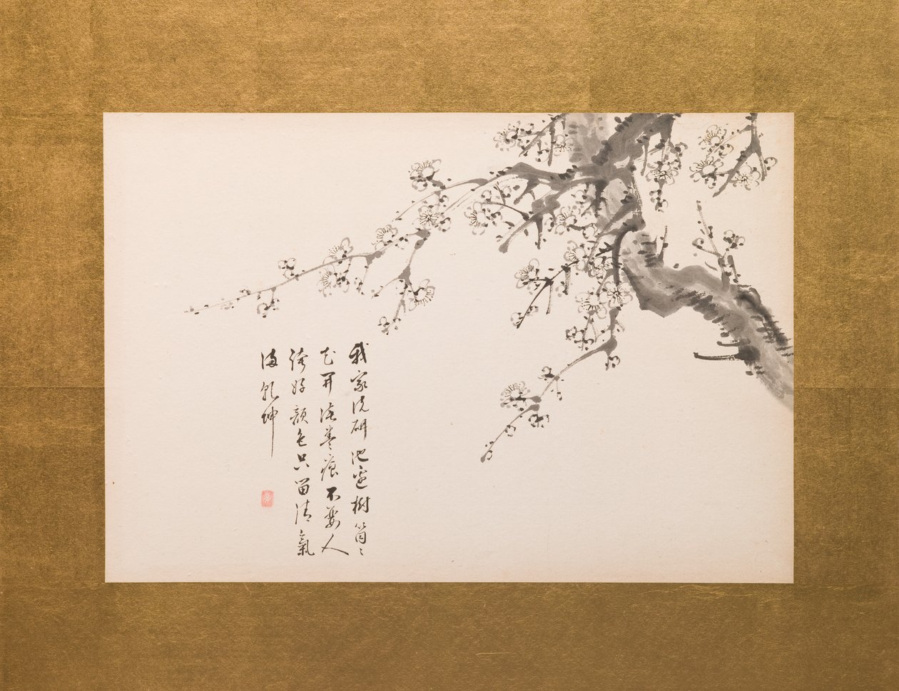 Prunus Blossoms, folding screen, panel 1 of 4, Edo period 1844 by Yamamoto Baiitsu