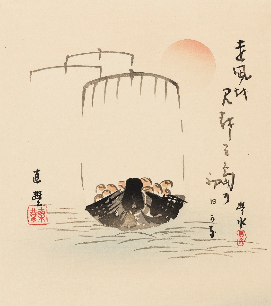 Woodblock print - Takarabune by Yamamoto Hosui